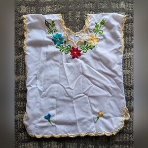 Girls Embroidered Floral White Top